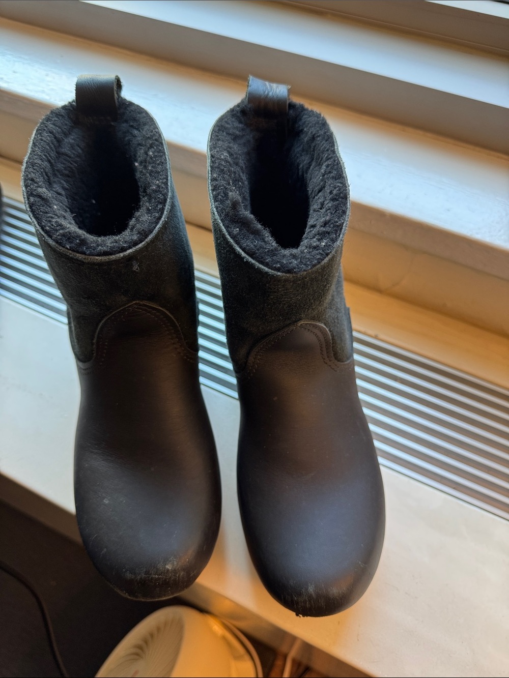 No 6 Shearling Black Clog Boots